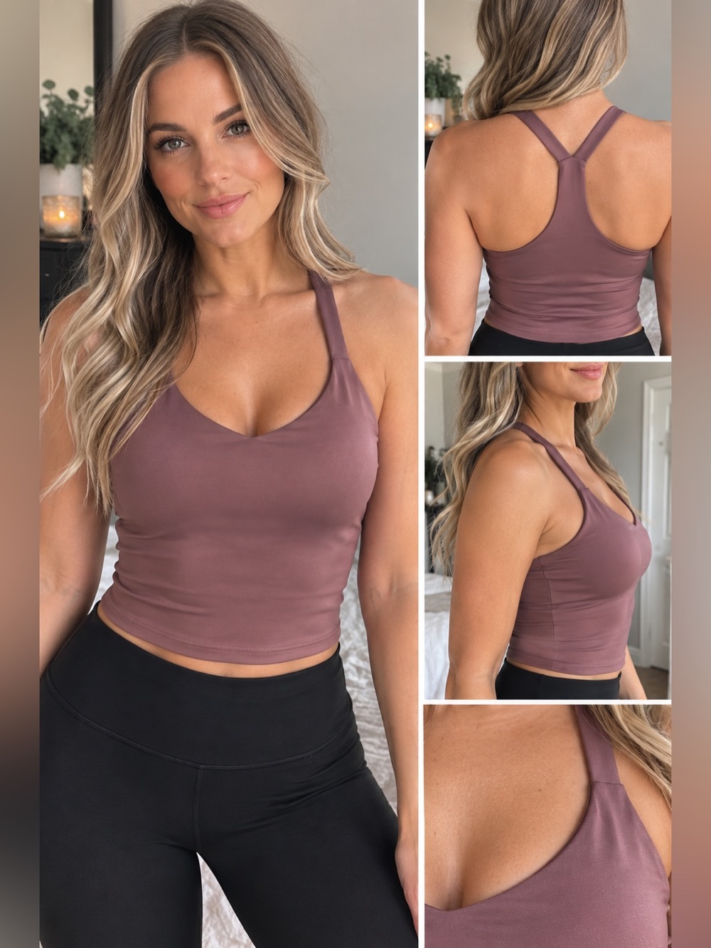 ✨ Abercrombie & Fitch | Sheen Mauve |V-Neck Racerback Tank | NWT | S